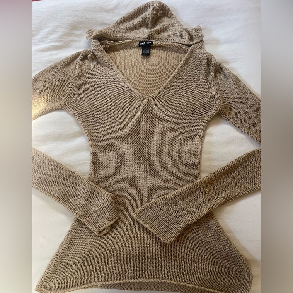Ribbon Yarn Knit Sweater in Cream
